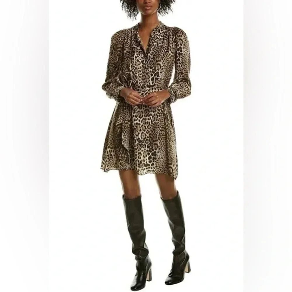 NWOT Women’s Zadig & Voltaire Retouched Satin Leo animal print Dress size small